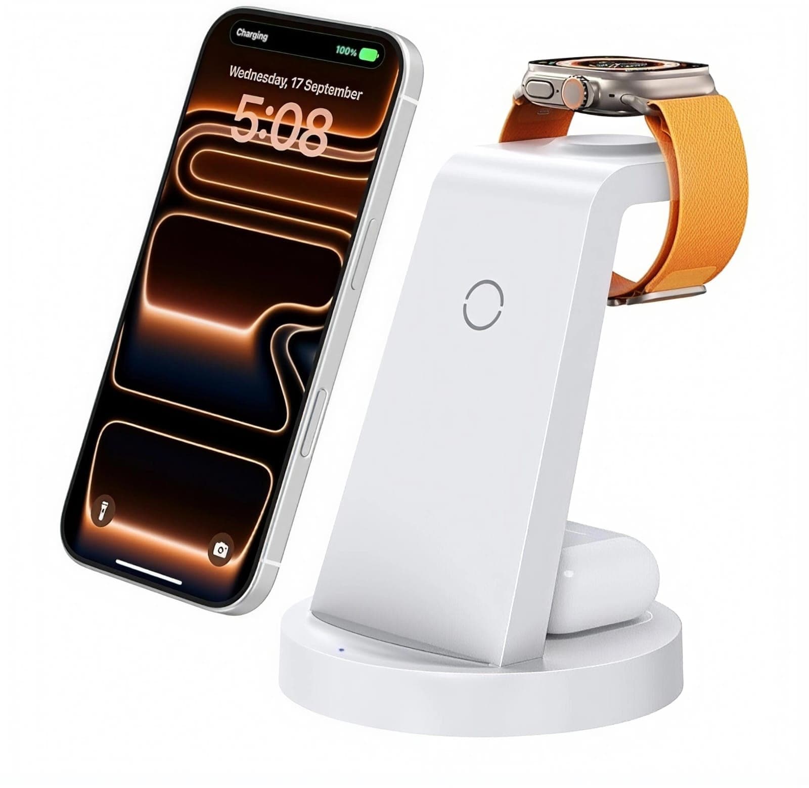 Estación de carga 3 en 1 para iPhone, cargador inalámbrico para productos Apple