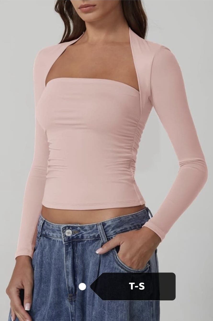 Camiseta manga larga fruncida QINSEN