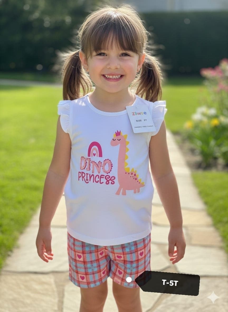 Conjunto de niña camiseta "Dino Princess" y short