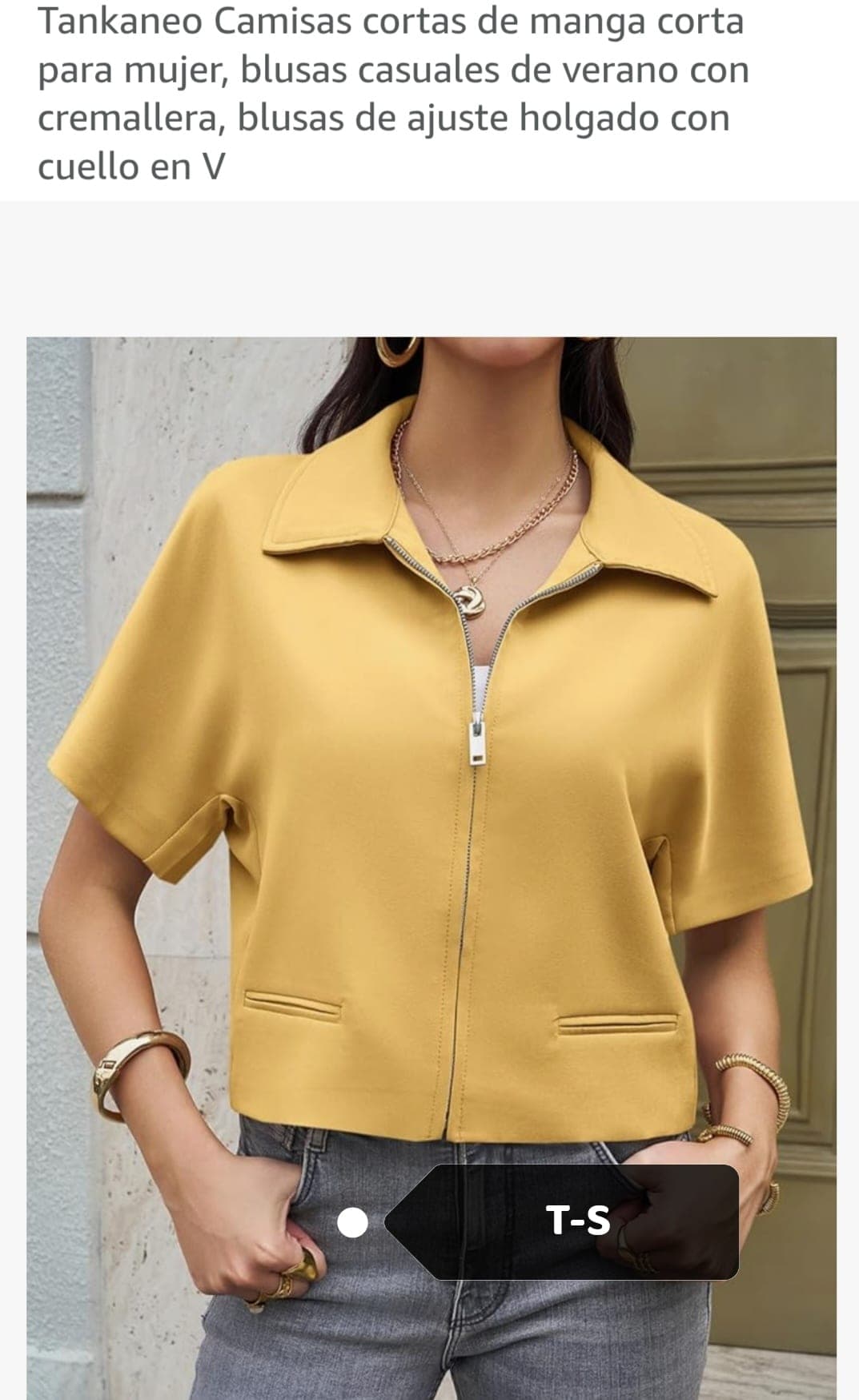 Camisa manga corta con cremallera y bolsillos